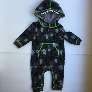 Monster Creature Hooded Henley Romper Onesie